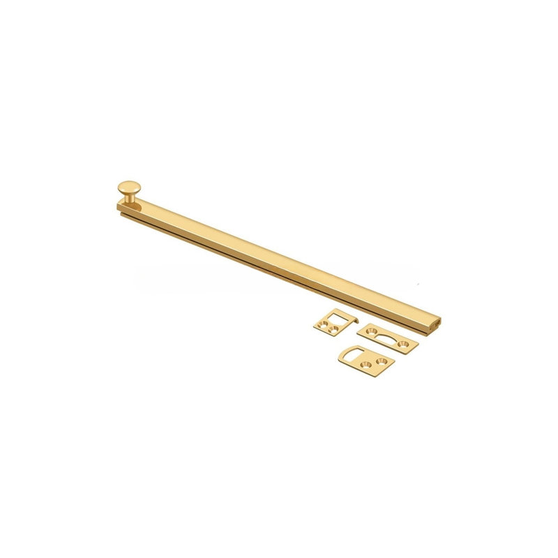 Deltana 12SBCS15 12" Surface Bolt, Concealed Screw, HD in Brushed Nickel, PVD Polished Brass