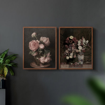Impression florale rétro vintage giclée - ensemble de 2