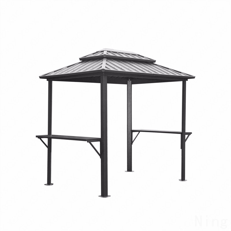 Abri de jardin en aluminium 8X6FT, pour l'extérieur avec double toit et tablettes (gris)