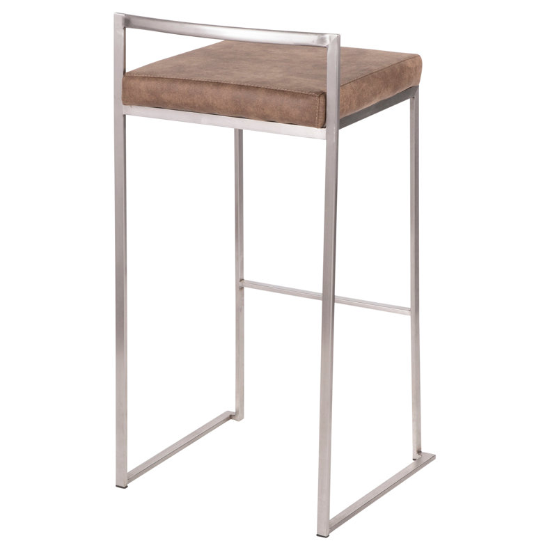 Tabouret de bar contemporain empilable, Brun, Argent