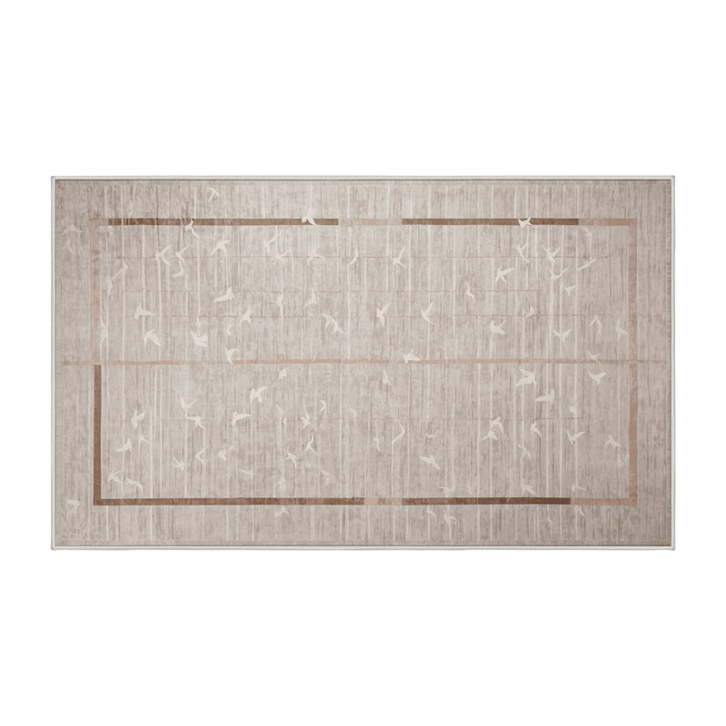 Machine Washable Beige Area Rug, Rectangle 7' x 10'