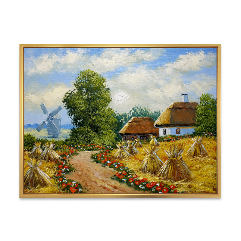 Old Rural Village Lanscape VII " Old Rural Village Lanscape VII ", 8" H x 12" W x 1" D, Gold Floater Framed