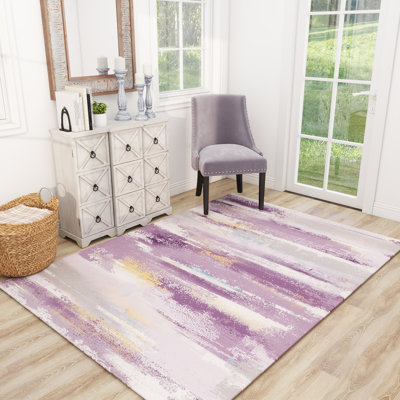 Tapis mauve à motif abstrait moderne à peinture à l'huile pour l'intérieur