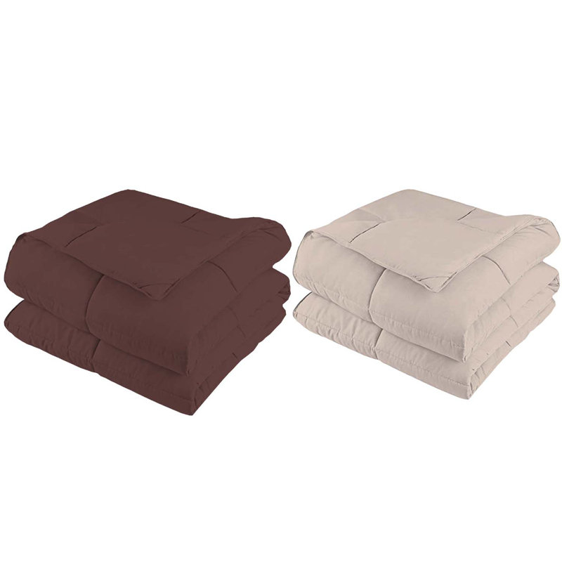 Ensemble d'édredon en microfibre 2 pièces , Édredon grand, Chocolat/crème