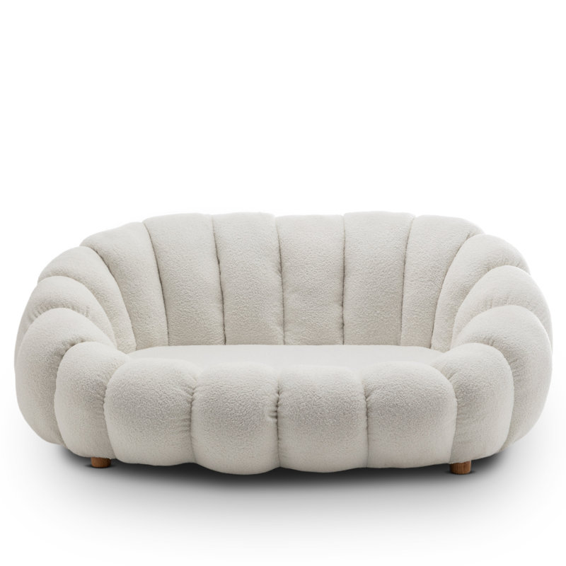 Mirielle Evins 2 Seater Teddy Boucle Loveseat, White