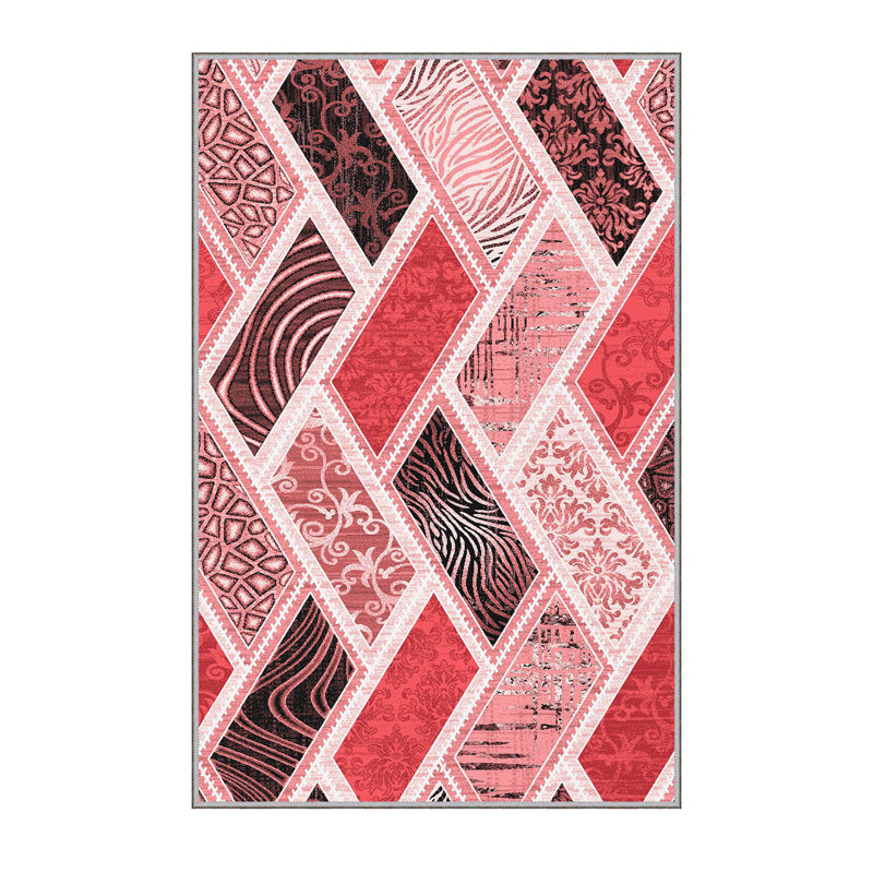 Tapis de haute qualité imprimé en 3D (2,6 x 4,0 pi), 100% polyester, d'une hauteur de poils de 0,3 po | Pois antibactérien et antidérapant en feutre de PVC | Lavable à la machine, conception élégante pour le salon, la chambre à coucher et le bureau