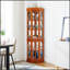 Vitrine d'angle avec 5 tablettes et éclairage intégré, parfaite pour exposer des objets de collection et maximiser l'espace