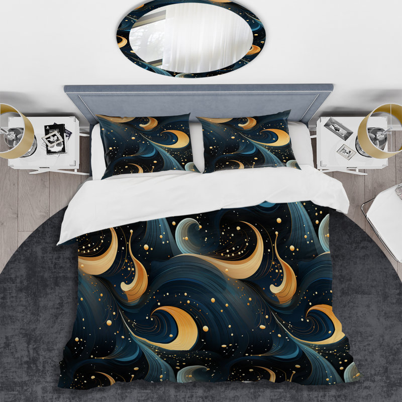Literie rayée cosmique, Housse de couette simple + 1 taie décorative stan