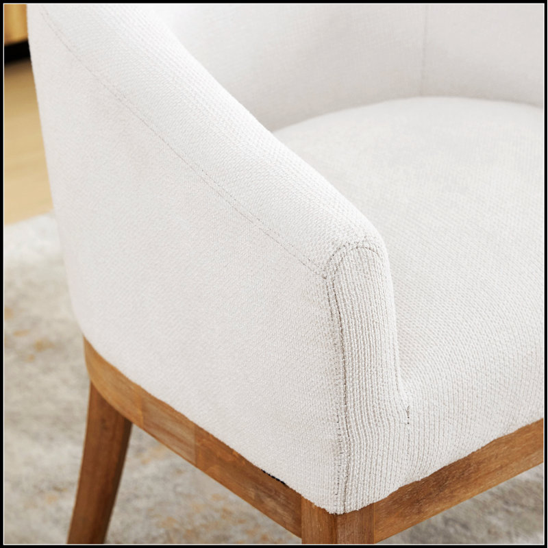 Chaise demi-tonneau rembourrée Mid-Century, Beige