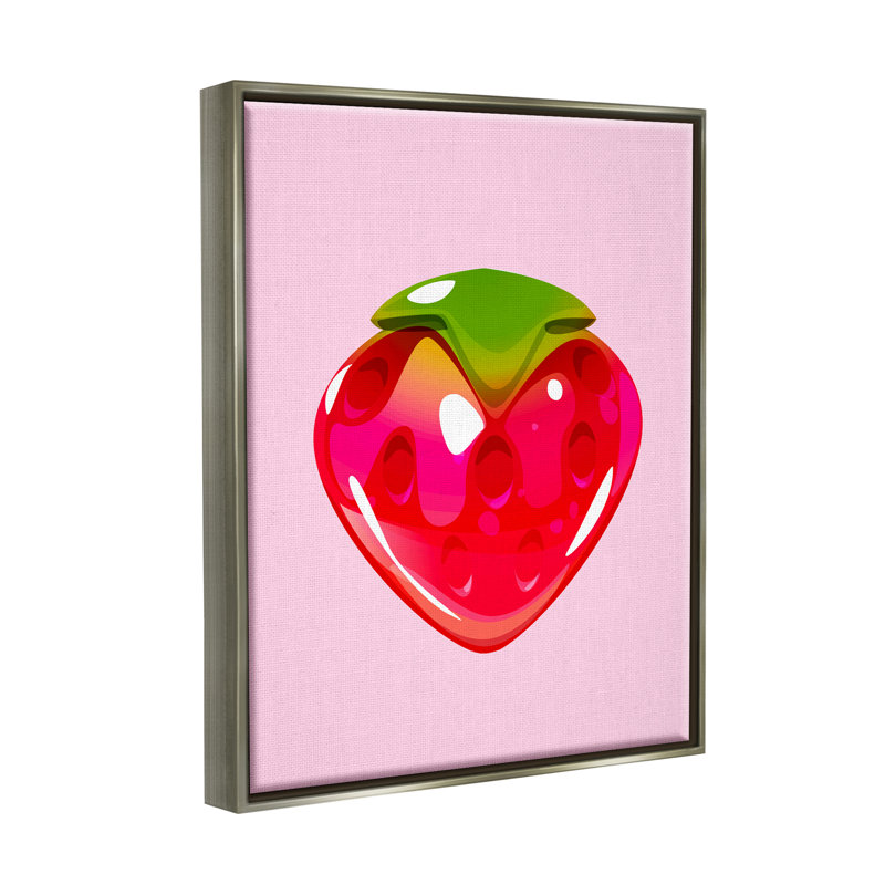 «Strawberry Gummy Candy» encadré sur bois par Lil 'Rue, impression, H 31 po x l 25 po x P 1,7 po, Cadre flottant gris lustré