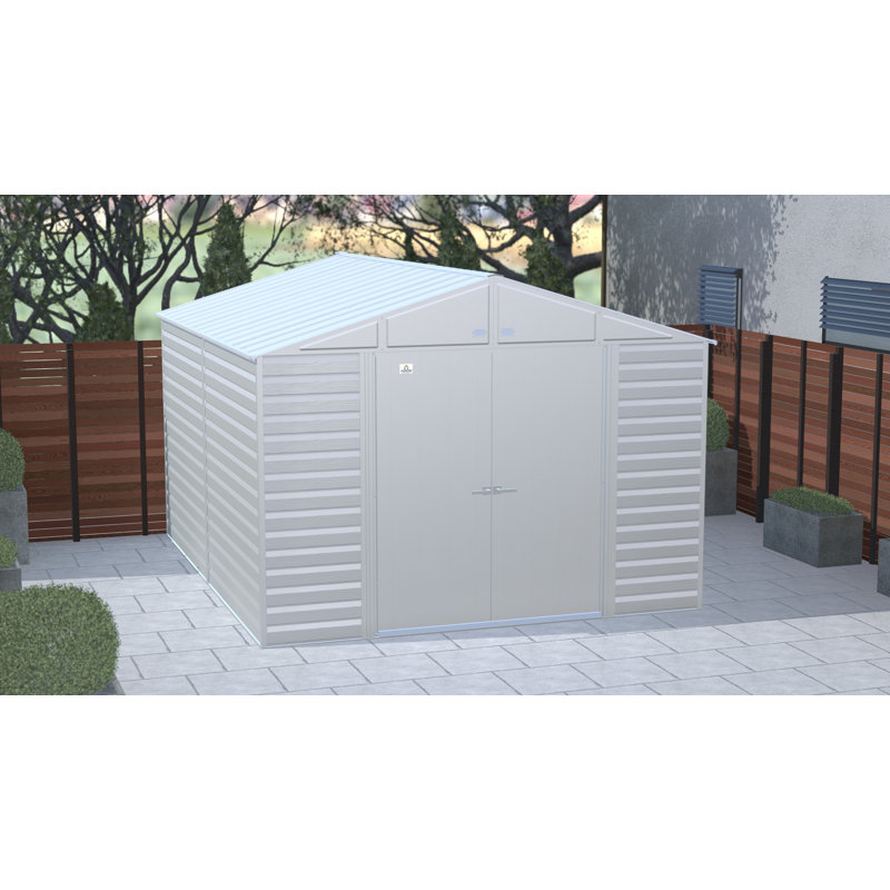 Select Steel Storage Shed Steel Storage Shed, 10X12, Flute Grey, Flute Gray, 10 ft. W x 12 ft. D