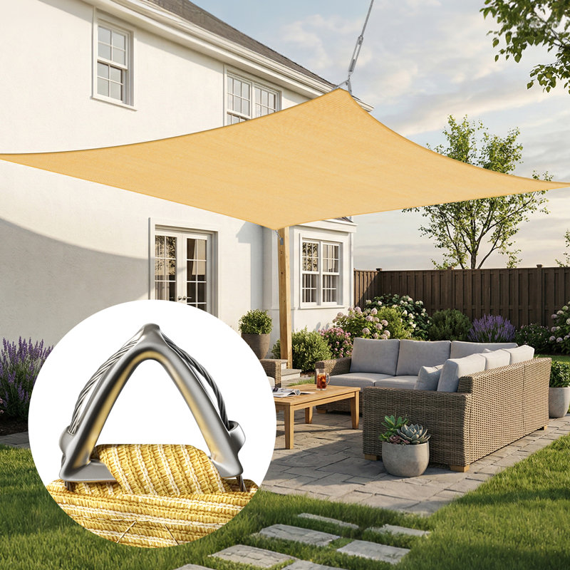 Pare-soleil rectangulaire Amgo Pro Ring, Beige, H 8 pi x 12 pieds