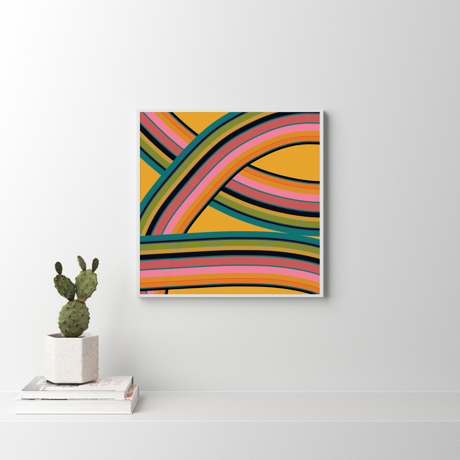 Twist Series I "Fiesta Twist" Print, White, 24" H x 24" W x 1.25" D
