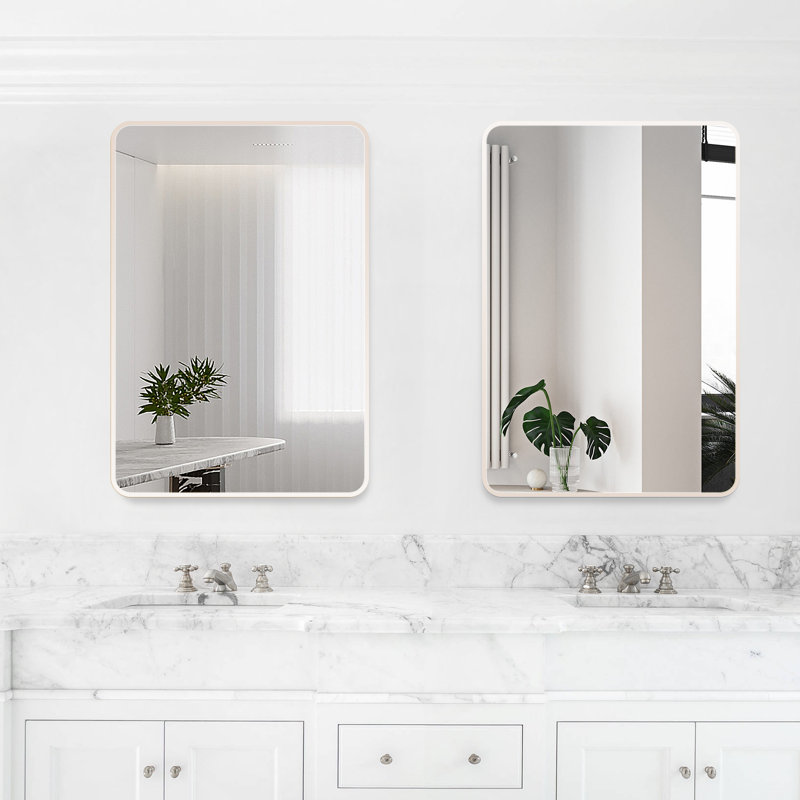 Shatterproof Aluminum Rectangular Wall Mirror, Silver, 36" x 24"