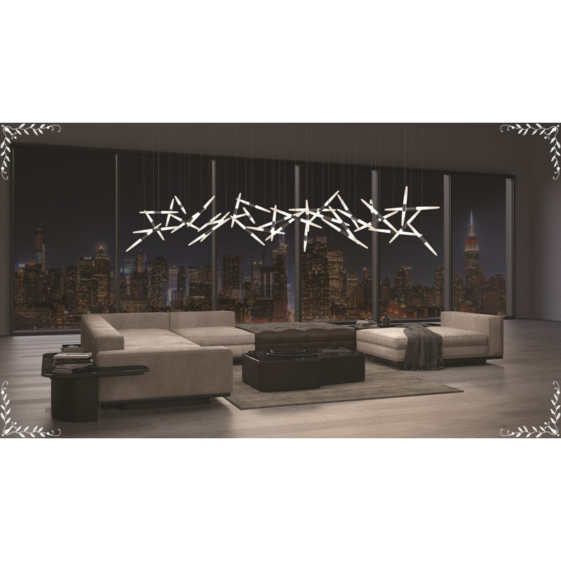 Ballet 9 - Light LED Chandelier, Bright Satin Aluminum