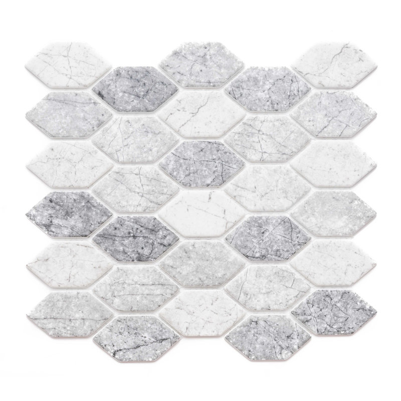 Recycled Serenity 12" x 11" Glass Mosaic Wall Tile, Gray