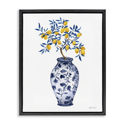 Art chinois sur toile flottant «Chinoiserie Vase Lemons» par Yvette St. Amant