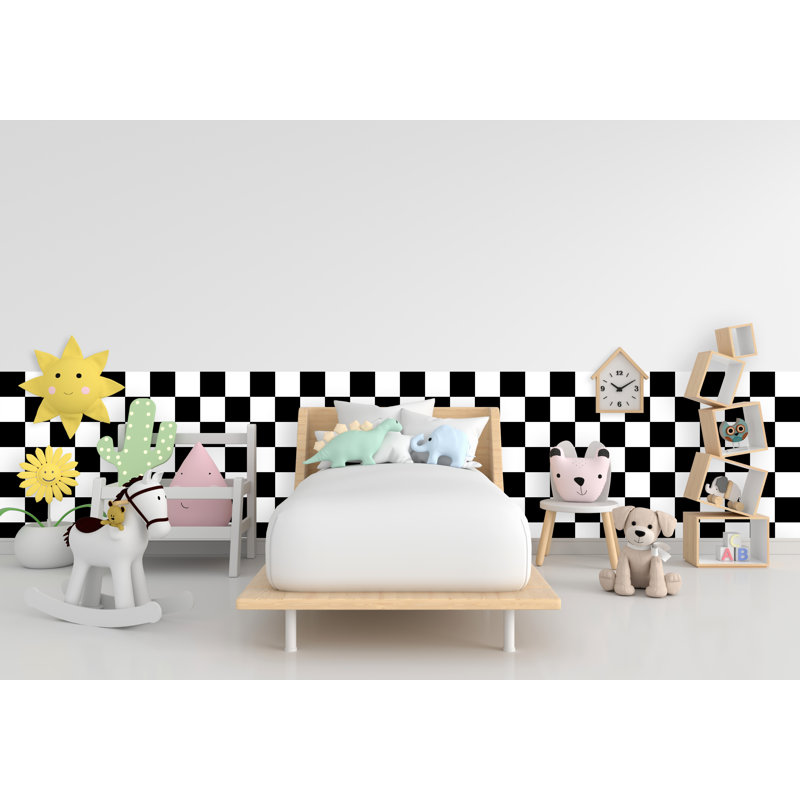 Adhésif décoratif festonné à rayures, décalcomanies à pétoncles, autocollant de décoration de drapeau de course, chambre de bébé