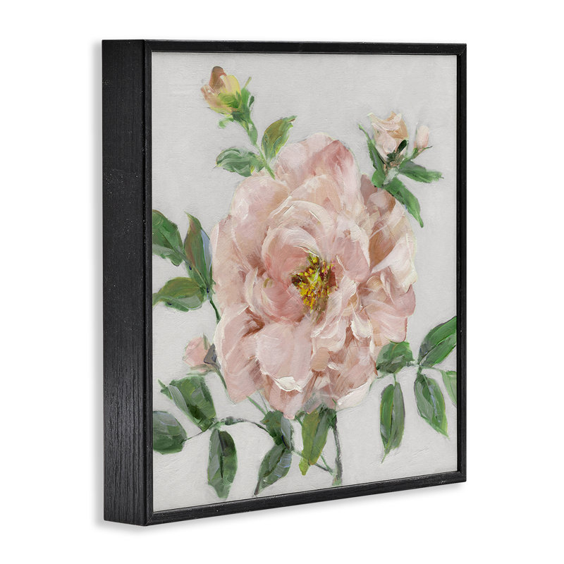 Giclée rose avec œillets, conception de Sally Swatland, H 12 po x l 12 po, Giclée encadrée noir minuit