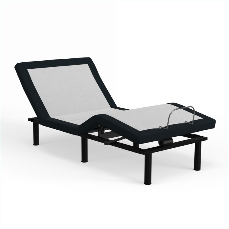 Base de lit en métal réglable blanc zéro dégagement, taille simple extra-longue avec massage intégré et charge USB