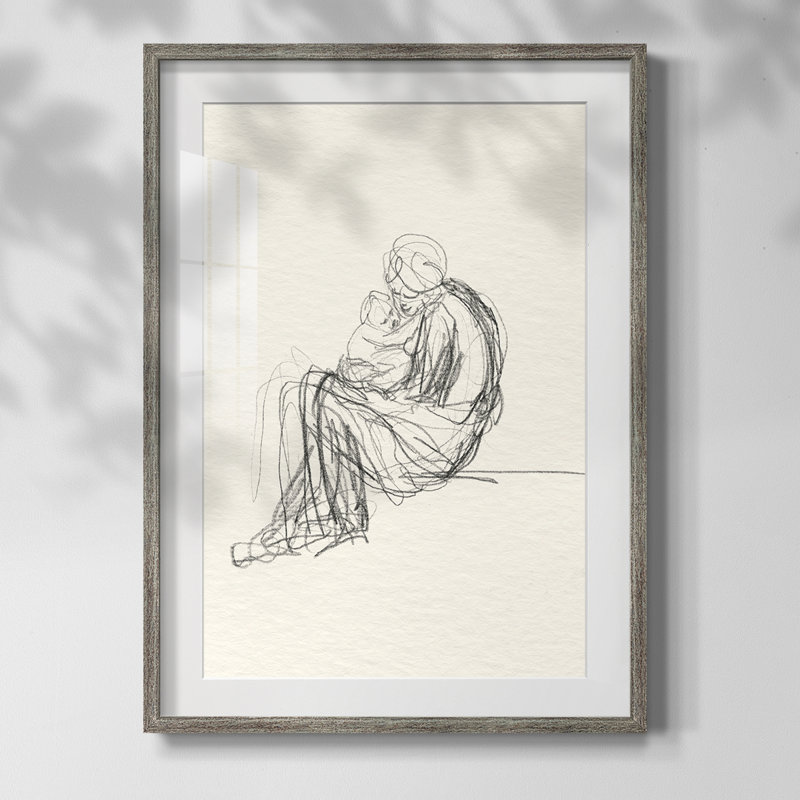 Croquis rétro Lxxix - impression encadrée, Argent patiné