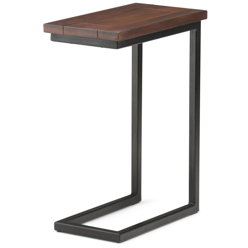 Moreland Solid Mango Wood C Side Table, Black, 24" H x 18" W x 10.2" D, Dark Cognac Brown