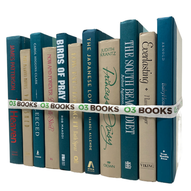 Livres décoratifs rustiques et chics brun clair et bleu sarcelle