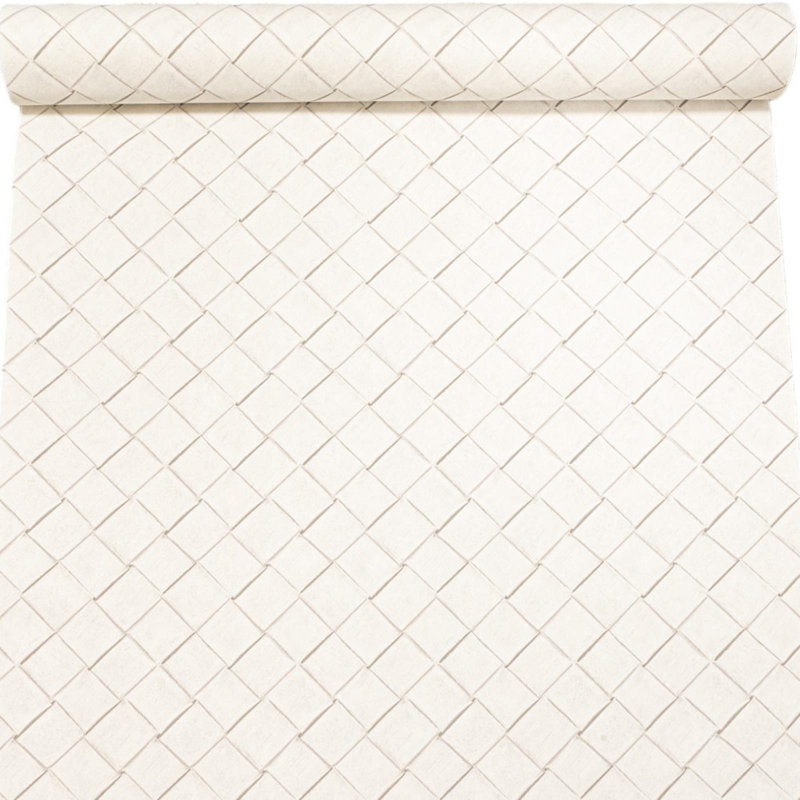 Graham & Brown Basket Weave Wallpaper Modern White Textured Vinyl Interlocking Geometric 33-188