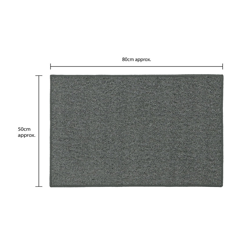Non-Slip Indoor Doormat, Grey, Rectangle W50 x L80 cm