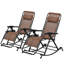 Ensemble de 2 chaises berçantes pour l'extérieur Outsunny, chaise berçante inclinable et inclinable pliable avec coussin, porte-gobelet et téléphone, pieds combinés, brun