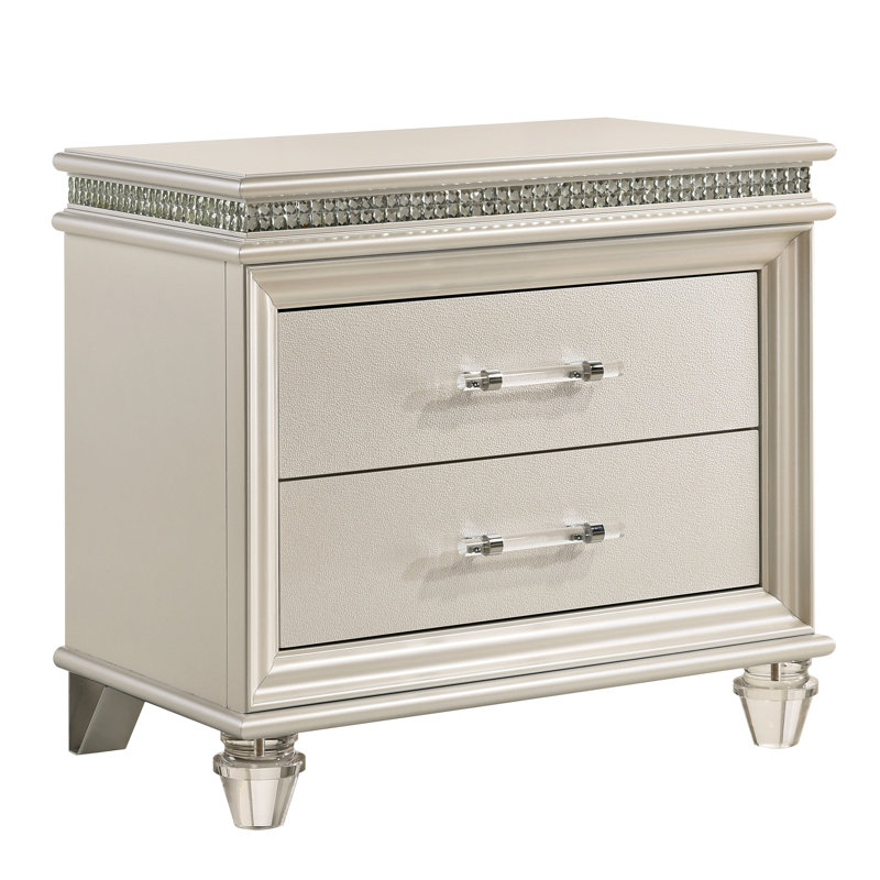 Table de chevet 2 tiroirs Belliveau, Blanc perle