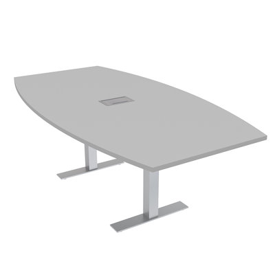 Boat Shaped Conference Table with Metal T Base | Electrical Unit