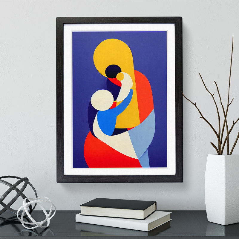 Mother with Child Abstract No.1 - Framed Print, Black, 64cm H x 46cm W x 2cm D