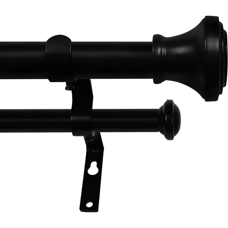 Hypatos Adjustable Double Curtain Rod, 84" - 120", Black