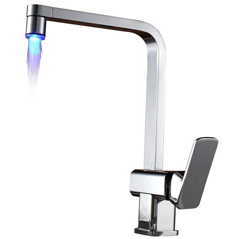Single Handle Kitchen Faucet with LED Light,Deck Mount Kitchen Sink Faucet