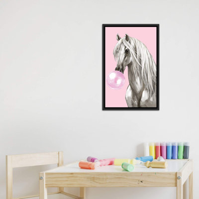 " White Horse With Bubble Gum In Pink " by Big Nose Work