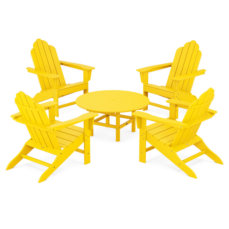 POLYWOOD Long Island Adirondack 5-Piece Conversation Group, Lemon