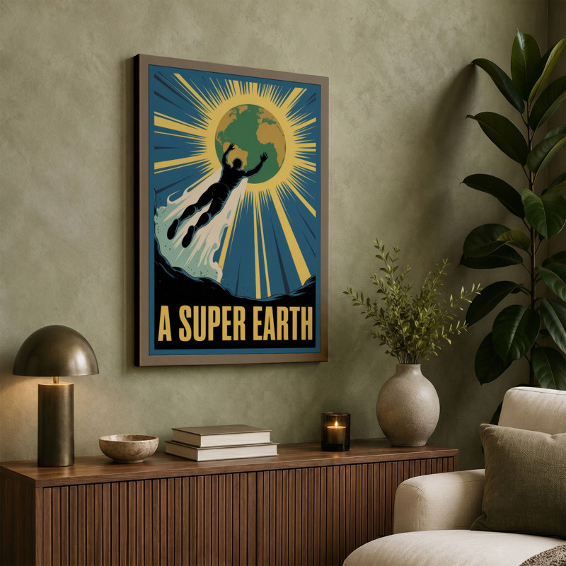 Ascent to Earth Retro - Wrapped Canvas, 36x24 - 91.4 x 61.0 cm, Ochre Border