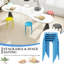 Ensemble de 6 tabourets d'appoint empilables en métal bleu - Acier inoxydable-1396414996