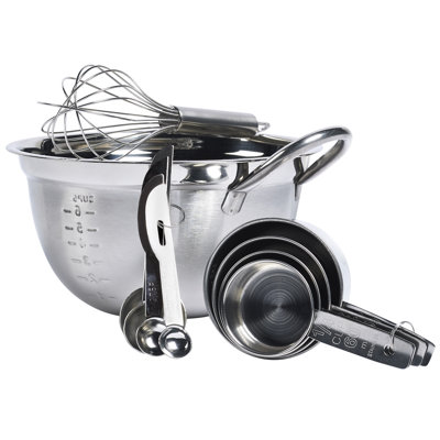 Basic Essentials Prep And Tools 10 -Piece Stainless Steel Measuring Cup And Spoon Set