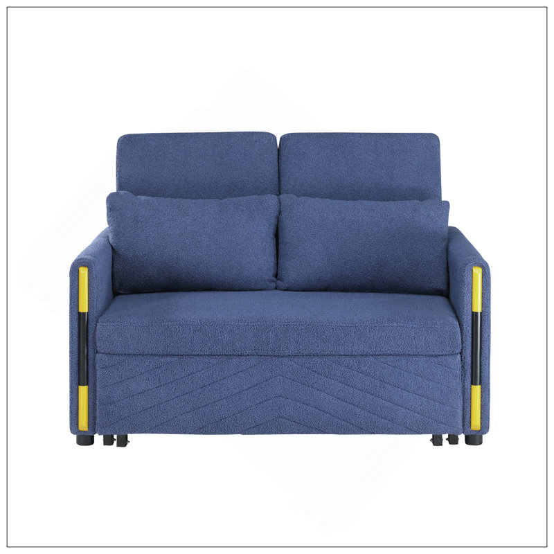 Causeuse-lit en velours 55,5 po avec poches latérales, Marine