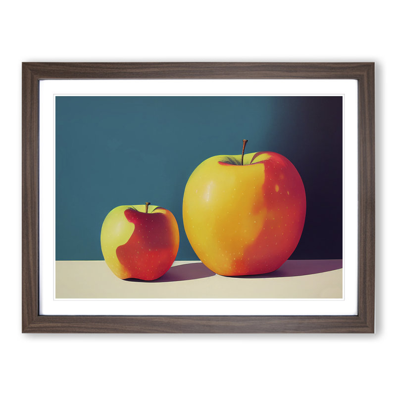 Two Apples Fruit Vol.1 - Framed Print, 46cm H x 64cm W x 2cm D, Walnut