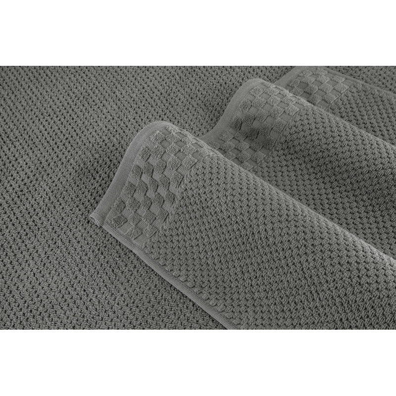 Deacon 100% Cotton Plush Jacquard Mulit-Size Set, Dark Gray
