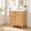 Meuble-lavabo 30 po avec lavabo en céramique, armoire à grain de bois naturel avec tiroir basculant et tablette de rangement sur la porte