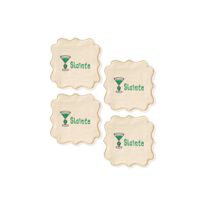 The Sláinte Scalloped Cocktail Napkins – Set of 4