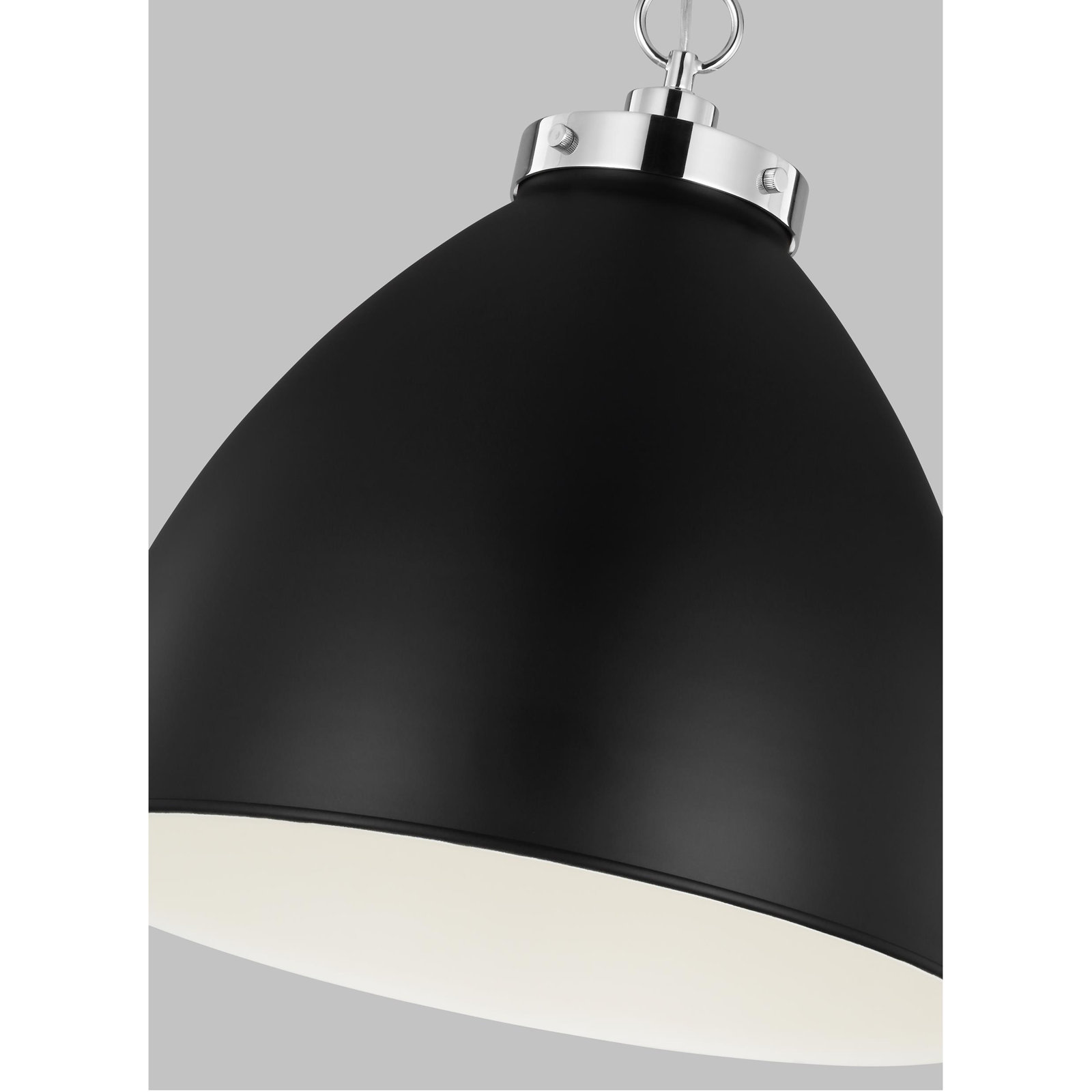 Pallini Single Light Pendant, Midnight Black, Polished Nickel, 19.5" H x 17.5" W x 17.5" D