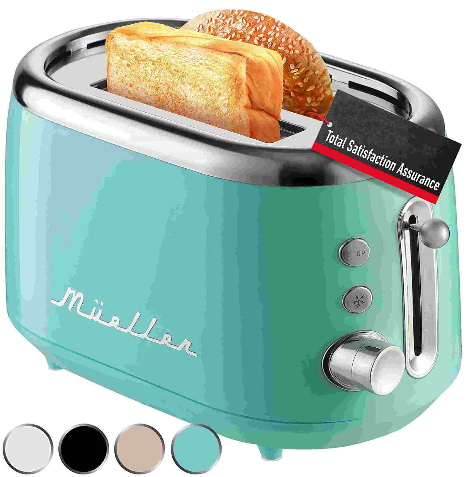 Haden Heritage 4-Slice Wide Slot Stainless Steel Body Retro Toaster,  Turquoise