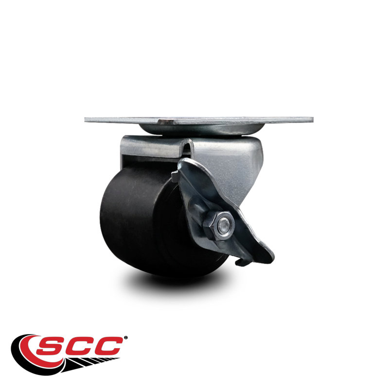Polyolefin Top Plate Caster with Brake