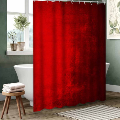 Red Waterproof Shower Curtain, Shower Curtains for Bathroom with 12 Hooks