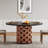 47-Inch Round Farmhouse Circle Kitchen Dining Room Table for 4-6 People Wood Rectangular Block Base